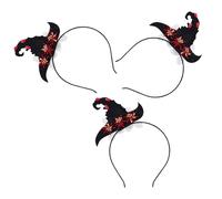 TOGEVAL 3 Pezzi Cerchietto Halloween con Cappello da Strega Accessorio Capelli Floreale Leggero e Flessibile per Cosplay e Feste Tema