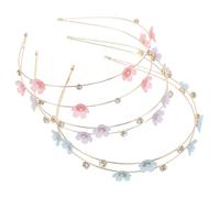 TOGEVAL 3 Pezzi Fasce per Capelli con Strass Doppia Riga Cerchietti Floreali Leggeri e Comodi per Donna Accessori Fashion con Cristalli per Matrimoni Feste e Uso Quotidiano