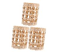 TOGEVAL 3 pezzi Manicotti Intrecciati in Paglia per Bottiglie e Bicchieri Copertura Protettiva Antiscivolo e Isolante Decorazione Naturale per Vasi Tazze e Contenitori