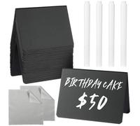 TOGEVAL 30 Mini Lavagne a Cavalletto Bifacciali Nere, Lavagnette da Tavolo Piccole Riutilizzabili con 4 Pennarelli e 2 Panni in Microfibra per Casa, Cucina e Ufficio