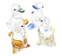 TOGEVAL 4 pezzi Figurina Papera Grassa in Cristallo Decorazione da Scrivania Adorabile per Casa Ufficio e Giardino Regalo Creativo per Occasioni Speciali