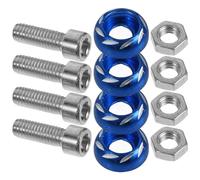 TOGEVAL 4 Pezzi Viti per Targa Moto Colore Blu Design Inciso, Kit Montaggio Piastra Resistente e Facile da Installare, Accessorio per Modifica Motociclette e Sostituzione Parti Targa