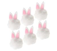 TOGEVAL 6 Pezzi Mini Coniglietti di Peluche Chiari con Orecchie, Ciondoli per Fermagli e Ghirlande Pasquali Soffici, Accessori Leggeri per Decorazioni di Festa e Cerchietti
