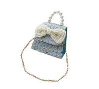 TOGEVAL Borsa a Mano per Bambina Leggera e Comoda Fiocco di Perle, Piccola Borsa a Tracolla in Cotone Resistente per Spiaggia, Feste e Uso Quotidiano