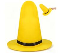 TOGEVAL Cappello da Strega Giallo in Feltro Resistente, Cappello Alto Pieghevole e Portatile per Costume di Halloween e Accessorio per Feste