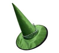 TOGEVAL Cappello da Strega Verde per Feste a Tema e Cosplay, Tessuto Confortevole e Struttura Resistente Filo D'acciaio, Design Appuntito e Alto