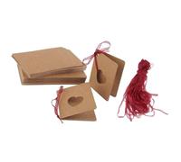 TOGEVAL Cartellini a Cuore in Carta Kraft con Nastro Rosso 150 Pezzi | Pieghevoli Traforati, per Scrapbooking e Compleanno, per Messaggi e Memorie Scritte a Mano