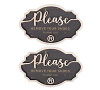 TOGEVAL Cartello in Legno Togli le Scarpe 2 Pezzi Targa Rustica per Porta D’Ingresso Segnale Decorativo per Casa e Ufficio Facile da Montare per Ingresso Ordinato e Accogliente