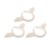 TOGEVAL Cerchietto per Chioma Orecchie D’agnello in Peluche Bianco, Set da 3 Pezzi, Fascia Sottile per Cosplay e Feste a Tema Animali da Fattoria, Accessorio Morbido e Aderente per Adulti