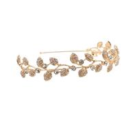 TOGEVAL Cerchietto Per Sposa Stile Barocco Con Foglie Dorata Accessorio Nuziale Elegante e Romantico Per Matrimoni e Cerimonie Tiara Vintage Per Donne e Ragazze