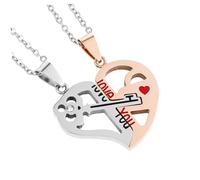 TOGEVAL Collana Coordinata Per Lui E Lei Set Per Fidanzato E Fidanzata Design Con Giunzioni A Cuore Unico