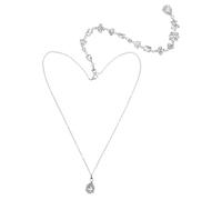 TOGEVAL Collana da Sposa Lunga in Argento con Pendente Cristallo Elegante Body Chain per Donna Gioiello Raffinato per Matrimonio e Feste