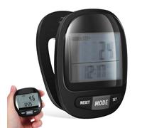 TOGEVAL Contapassi a Clip Portatile Nero in Plastica 3d Display Digitale, Contatore Passi e Distanza Memoria 7 Giorni, Contapassi Compatto per Camminata e Fitness Anziani