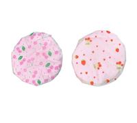 TOGEVAL Cuffie da Doccia Impermeabili e Cappucci Elastici da Bagno Donna, Set 2 Pezzi Doppio Strato ad Asciugatura Rapida, Taglia Unica Morbida per Doccia, Spa e Trucco, Stampa Fragola