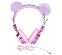 TOGEVAL Cuffie Over-ear con Microfono e Palla Morbida Fuzzy con Strass Limitazione Volume per Laptop Tablet Smartphone Adatte Ragazzi e Ragazze Colore Casuale Colore Casuale