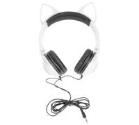 TOGEVAL Cuffie per Orecchie di Gatto e Luce LED Auricolari Sovraurali Antirumore Pieghevoli Bianchi Cuffie Cartoon Leggere per Ragazzi e Ragazze per Viaggi e Attività Sportive