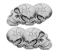 TOGEVAL Emblemi per Auto Teschio 3D in Lega di Alluminio Adesivi in Metallo Resistenti a Graffi e Sbiadimento Set da 4 Pezzi per Decorazione Esterna Adesivi Fai da Te per Cofano e