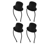 TOGEVAL Fascia per Chioma Mini Cappello a Cilindro Nero da Donna Set 4 Pezzi Accessorio per Feste di Carnevale Halloween Compleanni e Cosplay