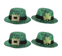 TOGEVAL Fermagli per Chioma San Patrizio 4 Pezzi Cappelli Trifoglio Verdi e Fibbie Dorate, Accessori per Feste Irlandesi, Clip Decorativa per Donne e Ragazze, Copricapo per