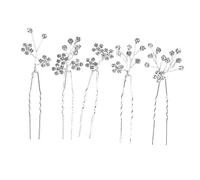 TOGEVAL Fiore in Metallo Argento e Cristalli Fermagli per Chioma da Sposa Set 5 Pezzi Stile Elegante a Forma di U, Accessori Decorativi Versatili per Matrimonio e Ballo