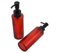 TOGEVAL Flaconi in Vetro Pompa da 100 Ml Set 2 Pezzi Dispenser Vuoti per Struccante Olio Ricaricabili Contenitori Cosmetici Rosso Scuro per Viaggi e Uso Quotidiano