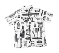 TOGEVAL Grembiule da Parrucchiere Bianco Maniche Corte in Fibra Morbida e Asciugatura Rapida Tasca per Taglio Chioma a Casa per Coloristi