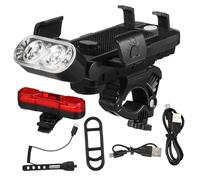 TOGEVAL Luce Bici LED Anteriore e Posteriore Ricaricabile USB con Batteria Clacson Suoni e Supporto Regolabile per Smartphone per Sicurezza Notturna Mountain Bike