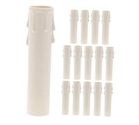TOGEVAL Manicotti Copri Lampada e Copricandele in Plastica Bianca, Tubo Coprigoccia per Portalampada Lampadario, 15 Pezzi Ø30x100mm, Resistenti per Riparazione e Sostituzione Lampade Candele