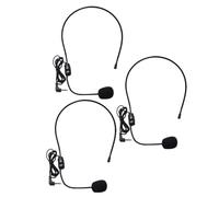TOGEVAL Microfono Indossabile Montato sulla Testa, 3 Pezzi, Nero | ABS Leggero, Riduzione del Vento, per Visite Guidate e Pa, Compatibile Diffusori Portatili