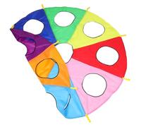 TOGEVAL Ombrello Paracadute Arcobaleno con 9 Buche, Gioco Interattivo per Asilo, attività di Gioco Cooperativo all’Aperto per Allenamento Sensoriale e Sviluppo Motorio