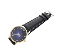 TOGEVAL Orologio da Polso Elegante con Quadrante Notturno Blu Scuro Numeri Arabi Luminosi Cinturino in Pelle Nera Orologio Decorativo Unisex per Adulti Adatto Occasioni Formali e Casual