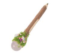 TOGEVAL Penna a Sfera in Legno con Impugnatura Ergonomica, Punta Media 0,7 Mm e Parte Superiore in Cristallo, Penna per Firmare Rustica con Texture Corteccia, per Scuola, Ufficio