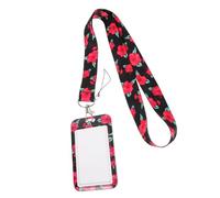 TOGEVAL Porta Tessere Id Con Lanyard Materiale Resistente Design Elegante Con Motivo Floreale Portatile e Leggero Per Carte Di Identità Badge e Pass Per Lavoro e Eventi