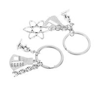 TOGEVAL Portachiavi Scientifico a Doppia Molecola in Lega di Zinco Set 2 Pezzi Microscopio Dna e Simbolo Chimica Biologia Regalo per Insegnanti e Laureati in Scienze Accessorio