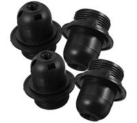 TOGEVAL Portalampada E27 in Plastica Nero 4 Pz Set per Lampade da Tavolo, Sospensioni e Applique Design Classico per Luce LED o Alogena