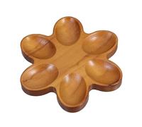 TOGEVAL Portauova in Legno Marrone per 6 Uova Design a Fiore Sei Petali, Facile da Pulire e Versatile per Frigorifero o Piano di Lavoro