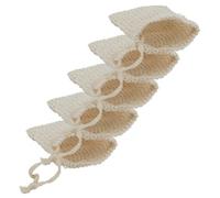 TOGEVAL Sacchetto Schiumogeno Per Sapone in Cotone e Lino 5 Pezzi Con Coulisse Per Esfoliazione Bagno e Massaggio Adatto Pelle Secca Piedi Gomiti Ginocchia