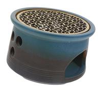 TOGEVAL Scalda Teiera in Ceramica Nera Grande Base Riscaldante per Candele Tealight Resistente al Calore con Fondo Antiscivolo per Sciogliere Cera e Tenere Calde Bevande