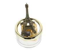 TOGEVAL Scatola Musicale Metallo Torre Eiffel Vintage con Meccanismo Carica Manuale Decorazione per Scrivania con Castello nel e Movimento Placcato per Collezionisti e Amanti della Musica