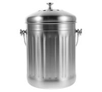 TOGEVAL Secchio per Compost da Cucina in Acciaio Inox Contenitore per Rifiuti Alimentari Coperchio Chiuso Filtro Anti-odore per Scarti da Frutta e Verdura Colore Argento