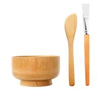 TOGEVAL Set 1 Kit Maschera per Viso in Legno Naturale con Pennello e Raschietto, Ciotola Compatta per Miscelare Maschere Fai da Te, Accessori Portatili per Uso Domestico e Professionale