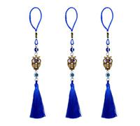 TOGEVAL Set 3 Pezzi Ciondoli Decorativi a Forma di Gufo Occhi Blu, Ornamenti da Appendere per Auto, Casa e Ufficio, Accessori Portachiavi e Decorazioni per Borse, Stile Retrò Bronzo