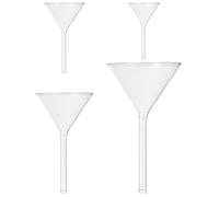 TOGEVAL Set 4 Pezzi Imbuto in Vetro da Laboratorio Collo Breve, Resistente Agli Urti Meccanici, per Trasferire Liquidi in Bottiglie Piccole