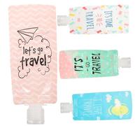 TOGEVAL Set 4 Pezzi Sacchetti per Viaggio da 100ml in Pet Pa Pe con Tappi, Resistente e Tenuta D'aria per Cosmetici e Lozioni Durante Viaggi