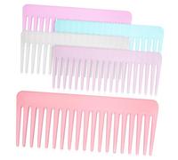 TOGEVAL Set 5 Pezzi Pettini a Denti Larghi Grandi in Plastica Per Chioma Ricci Districanti Per Donna, Pettine Districante Per Chioma Bagnati e Asciutti Uso Quotidiano e Parrucchiere