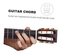 TOGEVAL Set 6 Pezzi Cappucci per Perni di Accordatura Chitarra Acustica Pulsanti e Manopole per Meccaniche Ghiere Bianche e Nere e Viti Ricambi per Sostituzione e Riparazione Strumenti