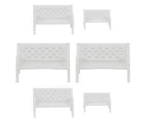 TOGEVAL Set 6 Pezzi Mini Panca da Esterno in Miniatura in PP Resistente Decorazione per Micro Paesaggi e Mobili da Tavolo per Spazi Verdi Scenografie e Decorazioni per Interni