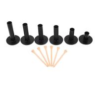 TOGEVAL Set 6 Tee da Golf in Gomma Nera con Chiodi in Legno 35-83Mm Supporti Stabili Antiscivolo per Allenamento e Campo Pratica Accessori Portatili per Golfisti