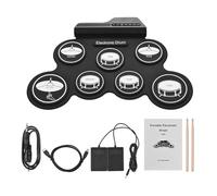 TOGEVAL Set di Batteria Elettronica Portatile Arrotolabile Pad Silenzioso, Jack Cuffie e Metronomo Integrato, Kit Batteria Digitale per Adulti, Tamburo per Esercizi e Viaggi