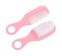 TOGEVAL Set per Ragazzo Ragazza Pettine e Spazzola Rosa in Plastica, Morbida e Delicata per Massaggio e Cura del Cuoio Capelluto senza Dolore